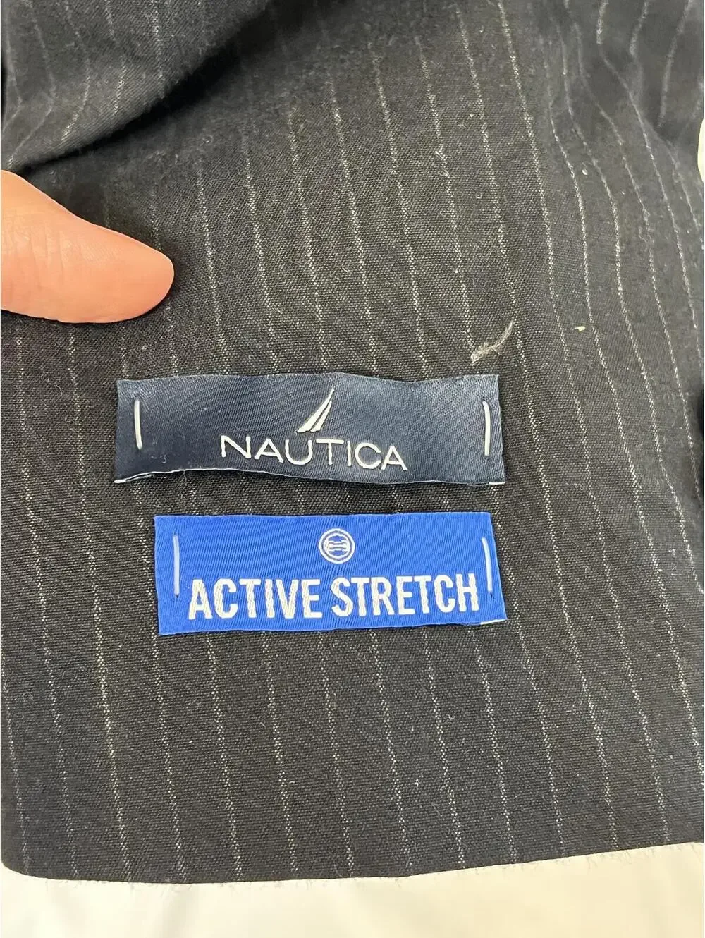 Nautica Mens Modern Fit Bi-Stretch Pinstripe Suit Jacket Black